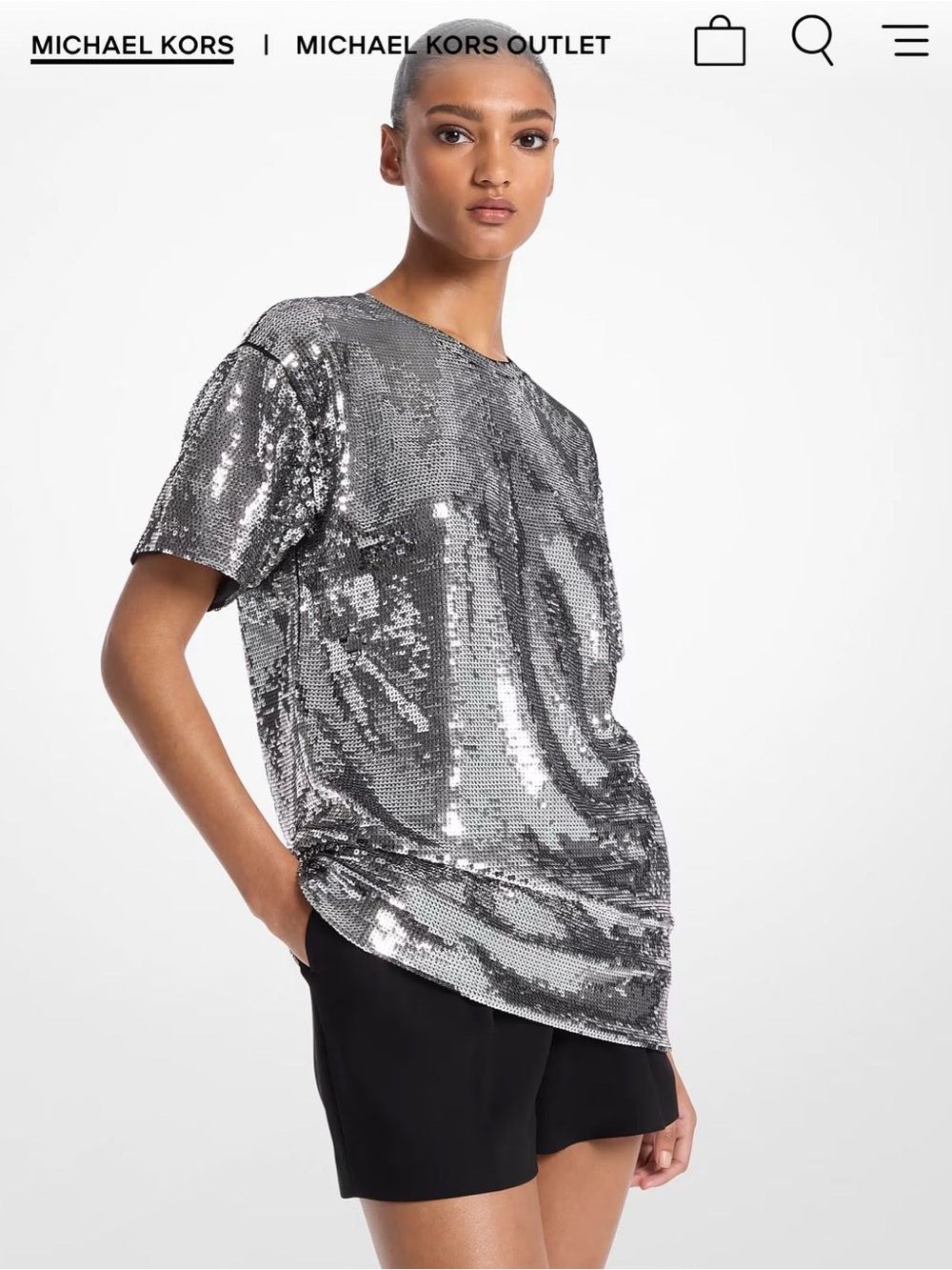 Michael Kors Silver sequin jersey oversized top